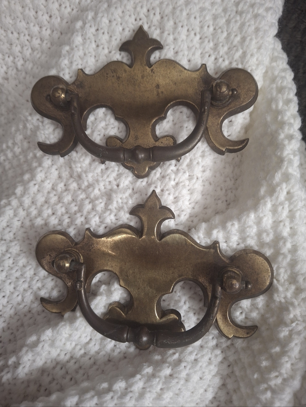 Vintage Brass-Patina Drawer Pulls - Decorative Wall Decor Accent